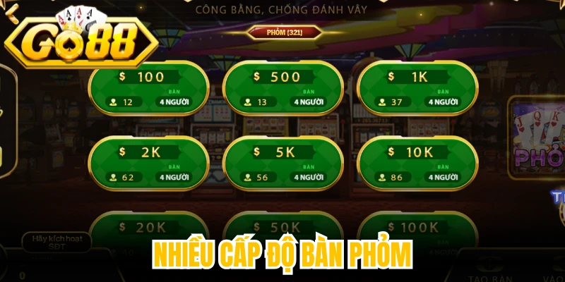 Nhiều cấp độ bàn Phỏm