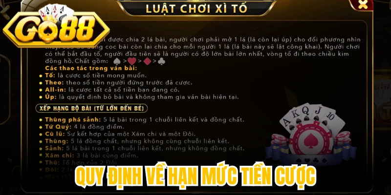 Quy định về hạn mức tiền cược