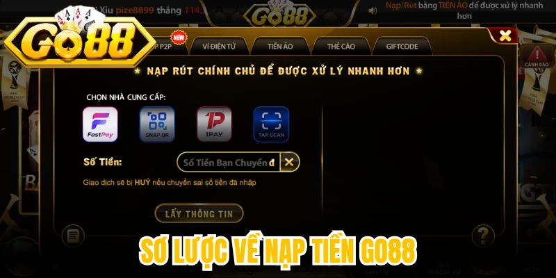 Sơ lược về nạp tiền Go88