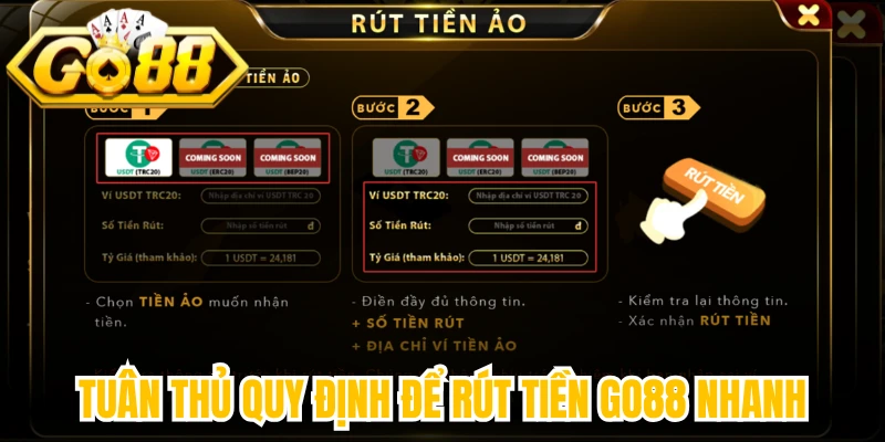 Tuân thủ quy định để rút tiền Go88 nhanh