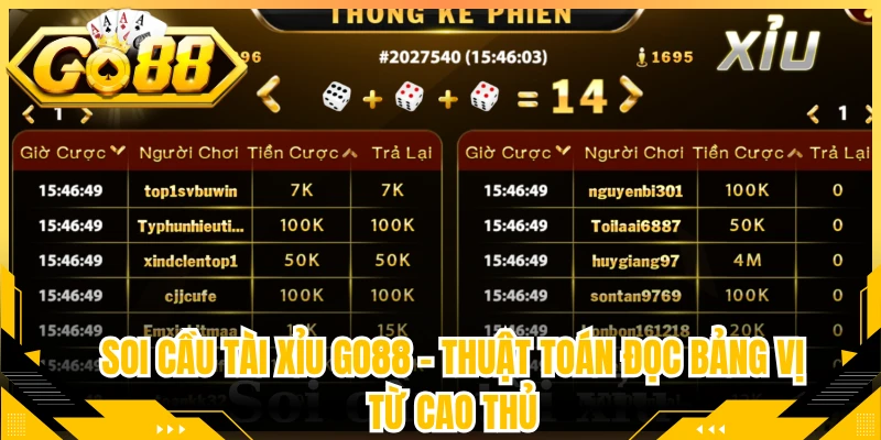 Soi Cầu Tài Xỉu Go88 - Thuật Toán Đọc Bảng Vị Từ Cao Thủ