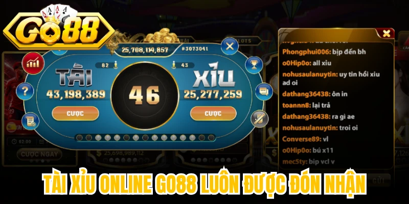 Tài xỉu online Go88 luôn được đón nhận